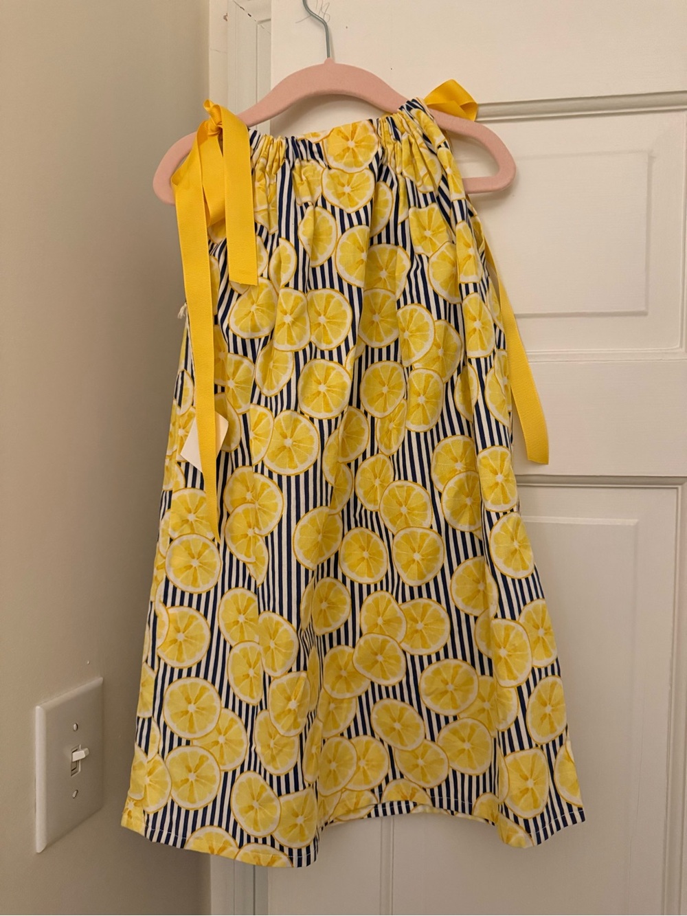 Yellow Lemon Print Tie-Shoulder Sundress NWT 5/6